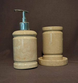 ست جا مایعی سنگی همراه جا مسواکی و جا صابونی(سه تیکه)